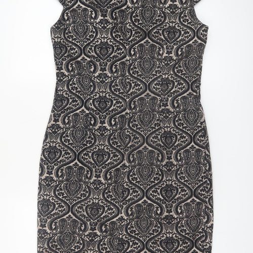 Next Women’s Black Geometric Sheath Dress Size 14