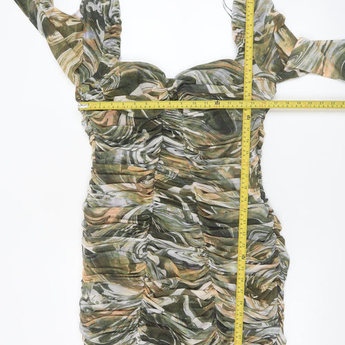 Zara Women Multicoloured Size 18 Ruched Bodycon Dress