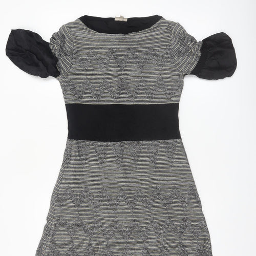 Karen Millen Womens Black Geometric Fit & Flare Dress Size 8
