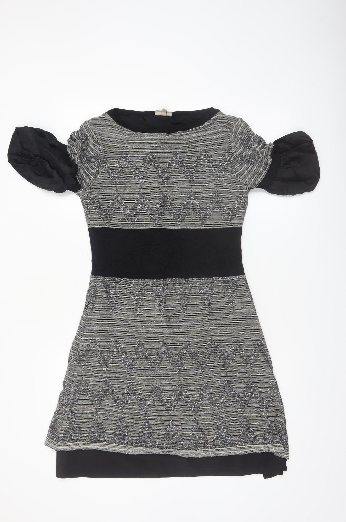 Karen Millen Womens Black Geometric Fit & Flare Dress Size 8