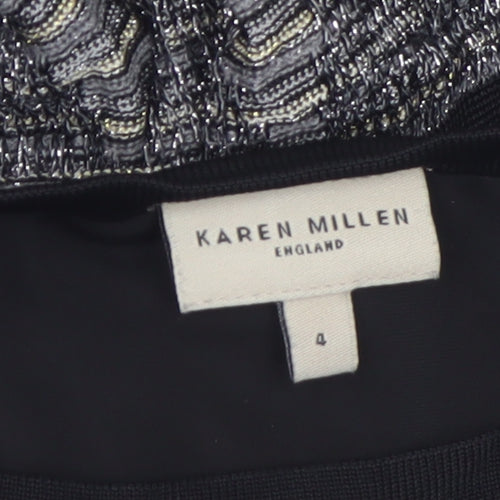 Karen Millen Womens Black Geometric Fit & Flare Dress Size 8