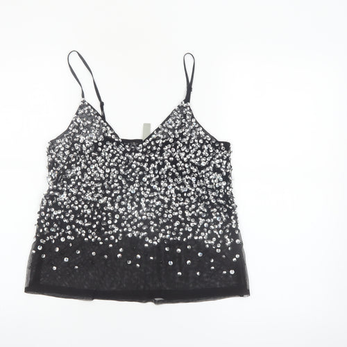 ASOS Women's Black Sequin Camisole Tank Top Size 8 Party Wear