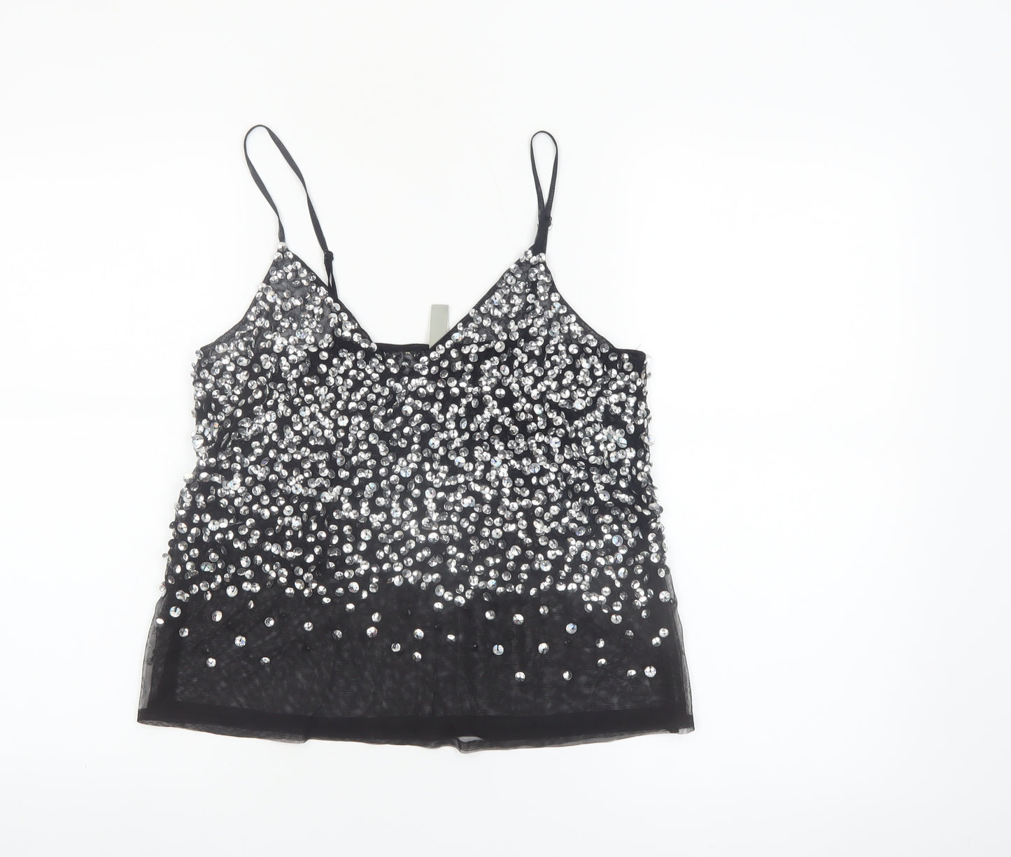 ASOS Women's Black Sequin Camisole Tank Top Size 8 Party Wear