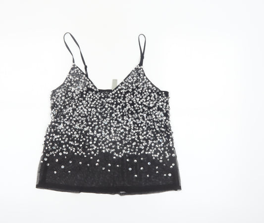 ASOS Women's Black Sequin Camisole Tank Top Size 8 Party Wear