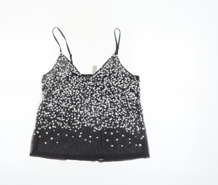 ASOS Women's Black Sequin Camisole Tank Top Size 8 Party Wear