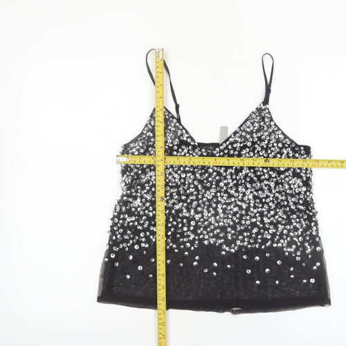 ASOS Women's Black Sequin Camisole Tank Top Size 8 Party Wear