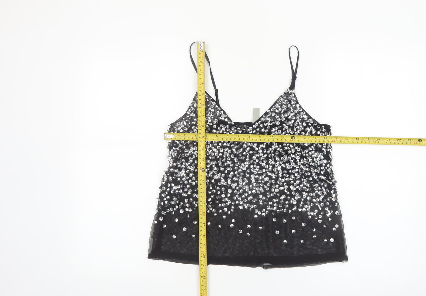 ASOS Women's Black Sequin Camisole Tank Top Size 8 Party Wear