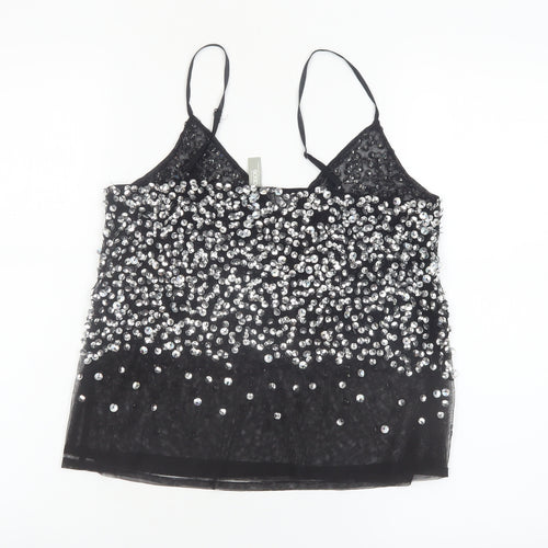 ASOS Women's Black Sequin Camisole Tank Top Size 8 Party Wear