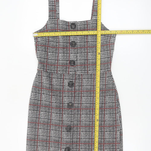 River Island Women Grey Check Pinafore Dress Size 10 Sleeveless