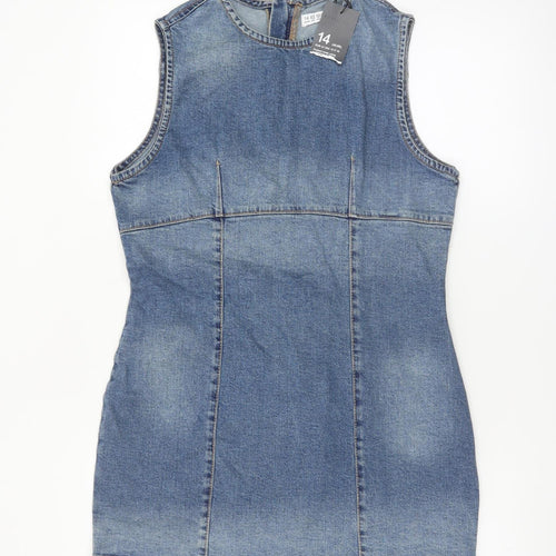 Denim Co Women’s Blue Sleeveless Bodycon Denim Dress Size 14