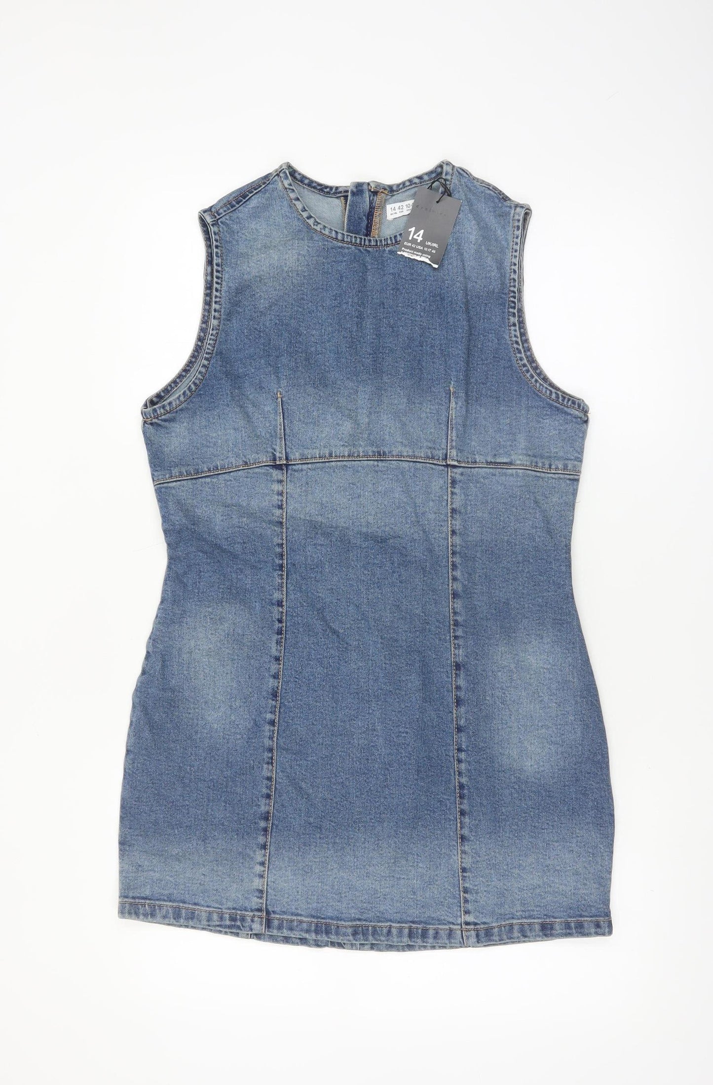Denim Co Women’s Blue Sleeveless Bodycon Denim Dress Size 14