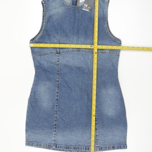 Denim Co Women’s Blue Sleeveless Bodycon Denim Dress Size 14
