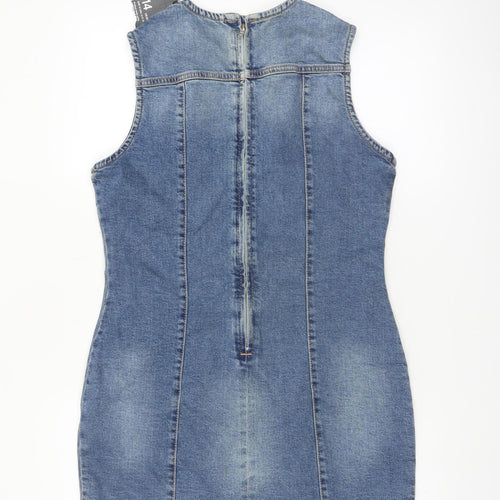 Denim Co Women’s Blue Sleeveless Bodycon Denim Dress Size 14
