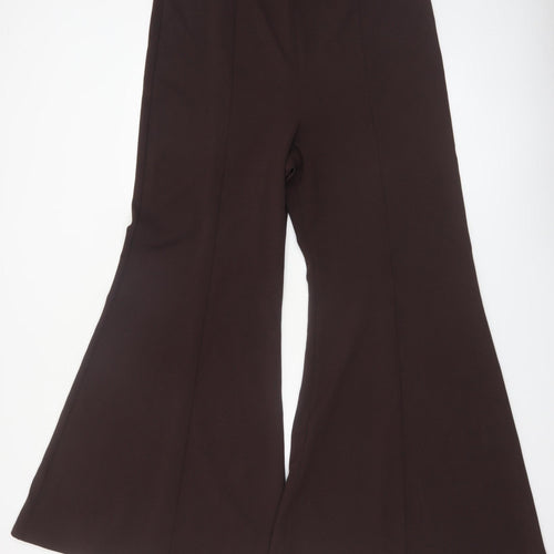 River Island Women Brown Flared Stretch Ponte Trousers Size 18