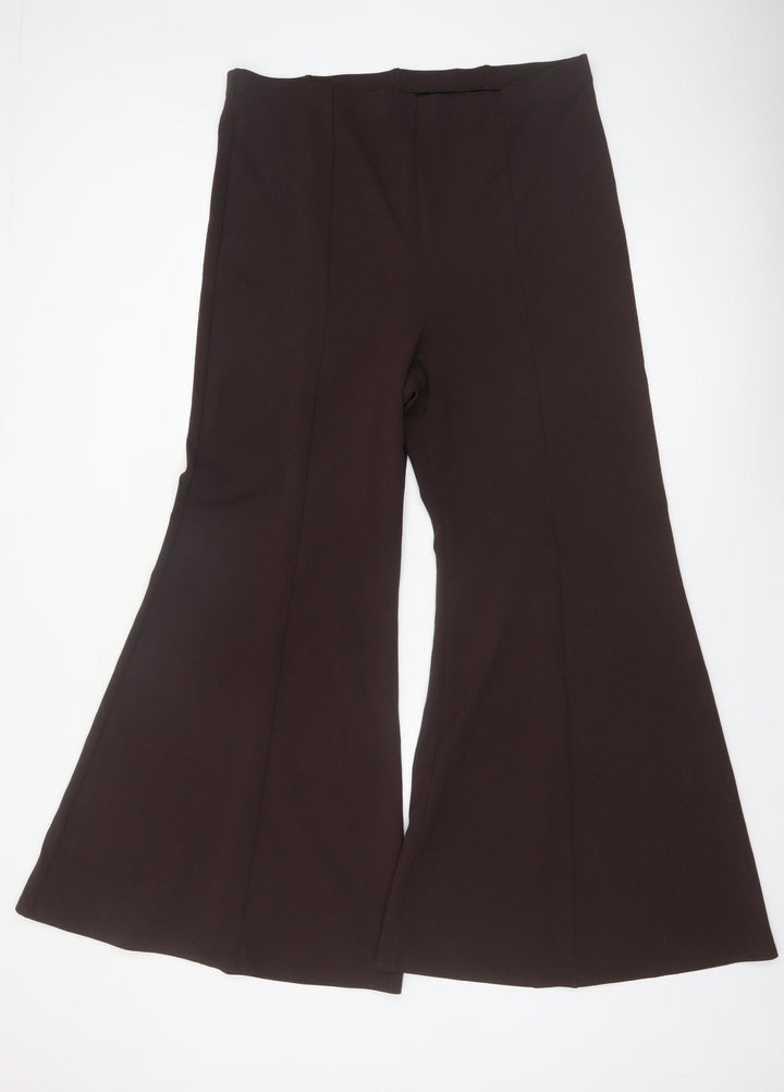 River Island Women Brown Flared Stretch Ponte Trousers Size 18