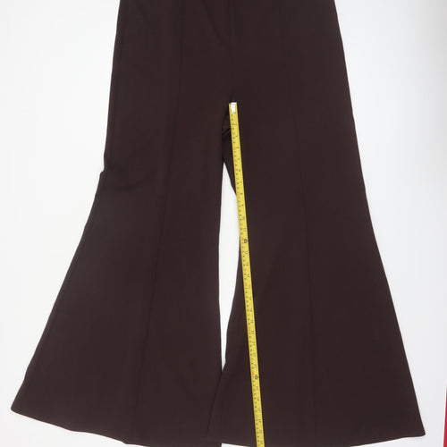 River Island Women Brown Flared Stretch Ponte Trousers Size 18
