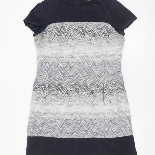 Marks and Spencer Women’s Blue Shift Dress Size 14 Chevron Pattern