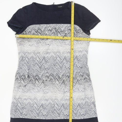 Marks and Spencer Women’s Blue Shift Dress Size 14 Chevron Pattern
