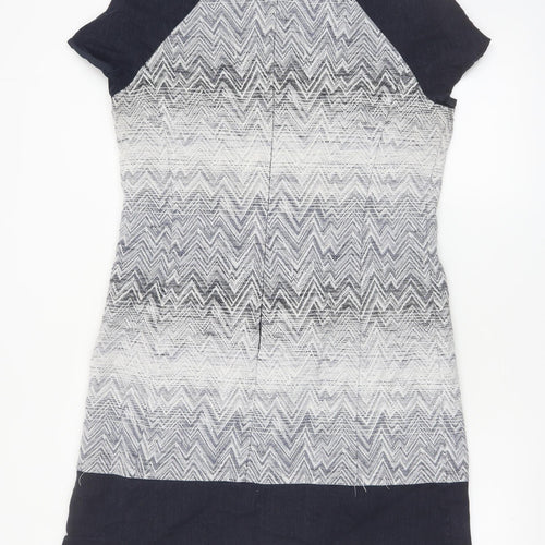 Marks and Spencer Women’s Blue Shift Dress Size 14 Chevron Pattern