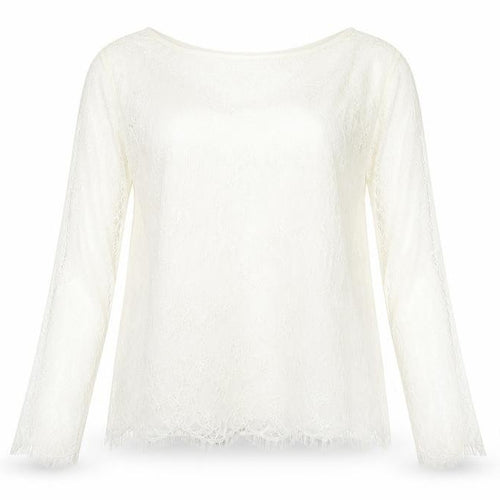 Marks and Spencer Women Ivory Lace Long Sleeve Blouse Size 16