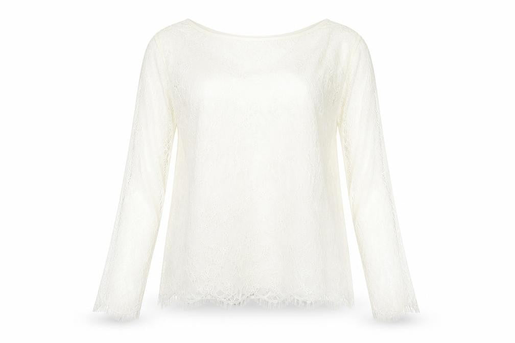Marks and Spencer Women Ivory Lace Long Sleeve Blouse Size 16