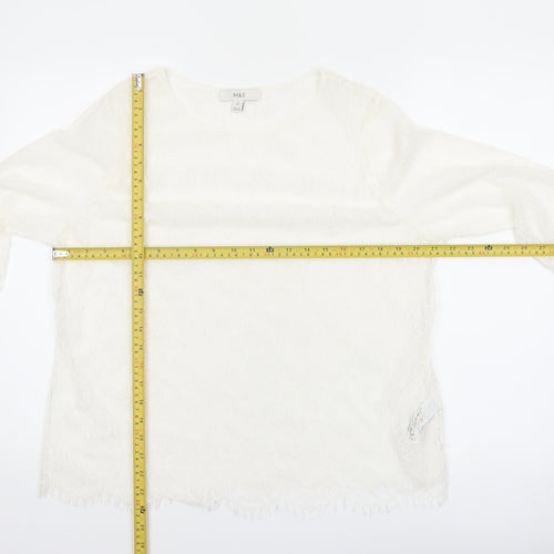 Marks and Spencer Women Ivory Lace Long Sleeve Blouse Size 16