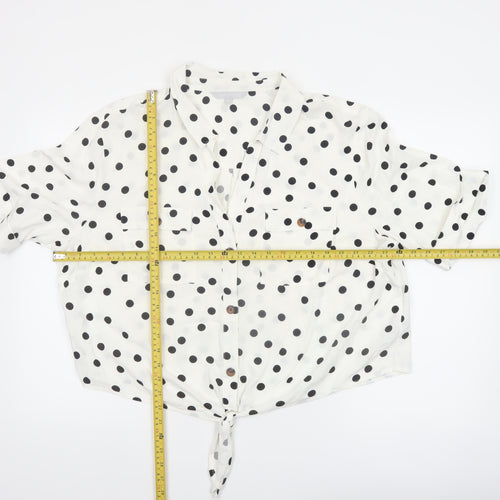 Red Herring Women White Polka Dot Cropped Blouse Size 20