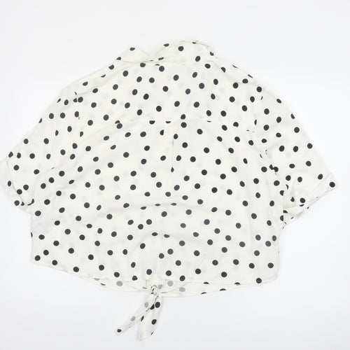 Red Herring Women White Polka Dot Cropped Blouse Size 20
