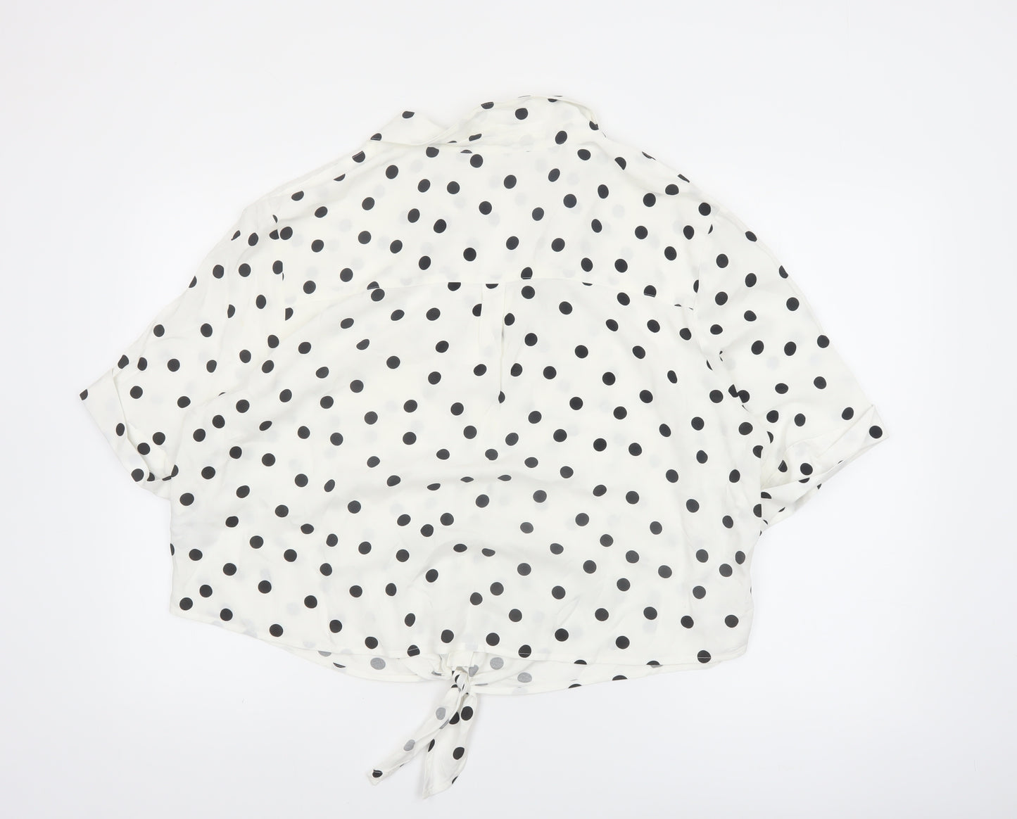 Red Herring Women White Polka Dot Cropped Blouse Size 20