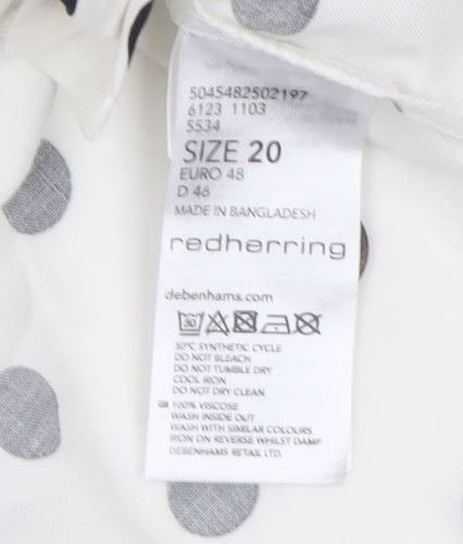 Red Herring Women White Polka Dot Cropped Blouse Size 20