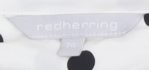 Red Herring Women White Polka Dot Cropped Blouse Size 20