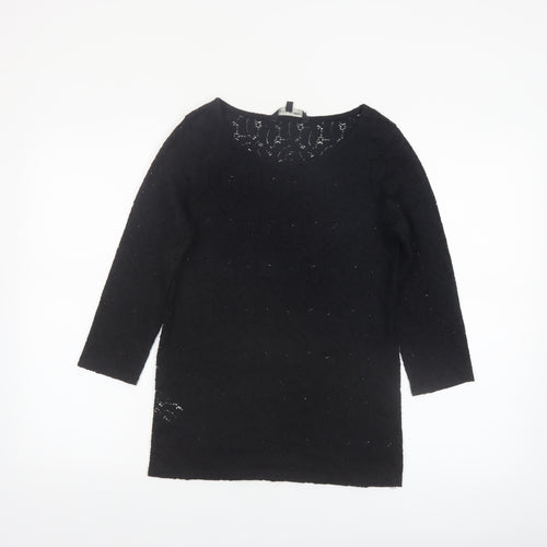Laura Ashley Women's Black Lace Tunic Blouse UK 12