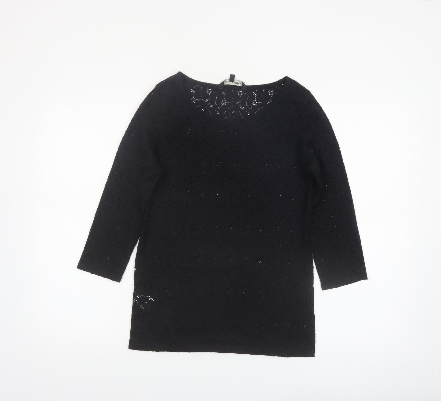Laura Ashley Women's Black Lace Tunic Blouse UK 12