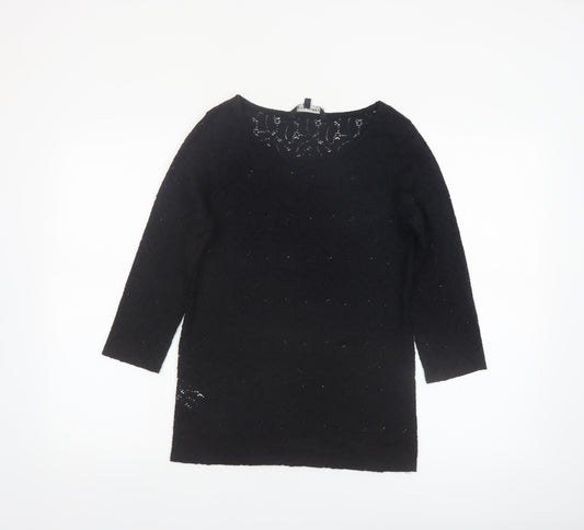 Laura Ashley Women's Black Lace Tunic Blouse UK 12