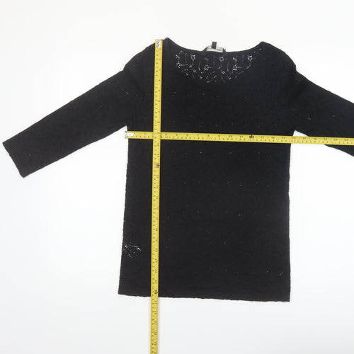 Laura Ashley Women's Black Lace Tunic Blouse UK 12