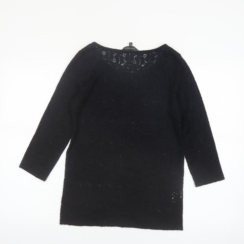 Laura Ashley Women's Black Lace Tunic Blouse UK 12