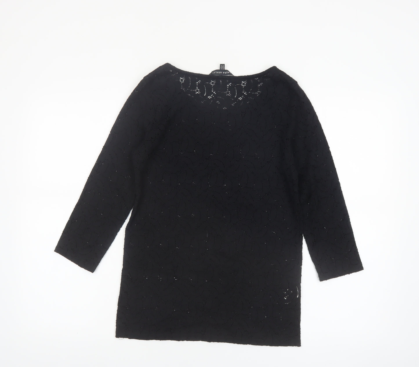 Laura Ashley Women's Black Lace Tunic Blouse UK 12