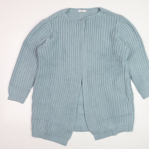 Cotton Traders Women's Blue Size 22 Chunky Knit Open Front Cardigan