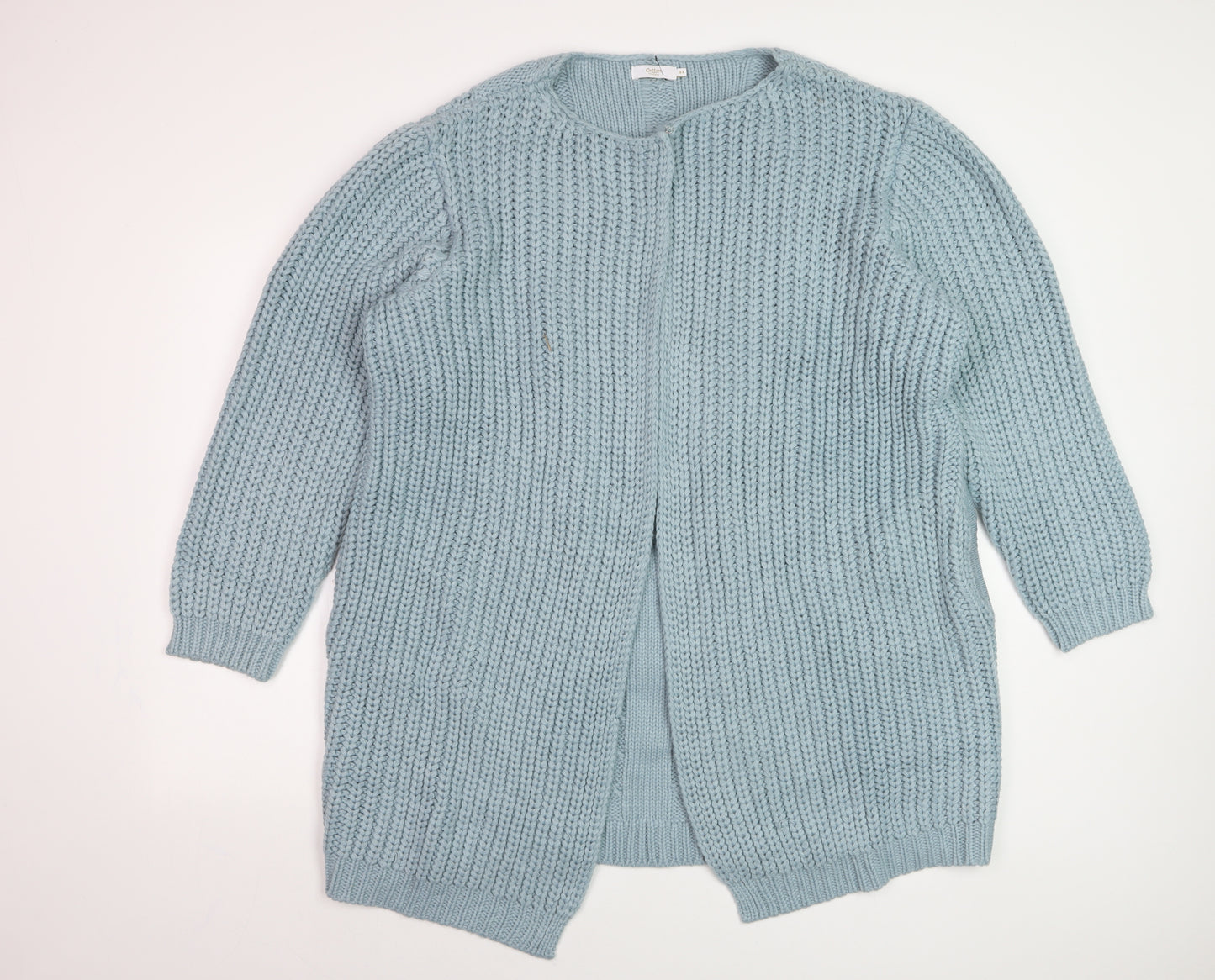 Cotton Traders Women's Blue Size 22 Chunky Knit Open Front Cardigan
