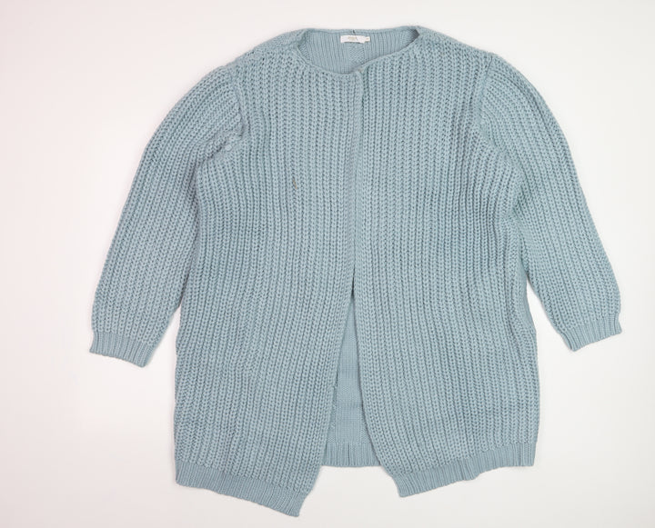 Cotton Traders Women's Blue Size 22 Chunky Knit Open Front Cardigan