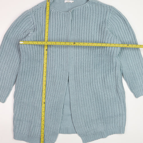 Cotton Traders Women's Blue Size 22 Chunky Knit Open Front Cardigan