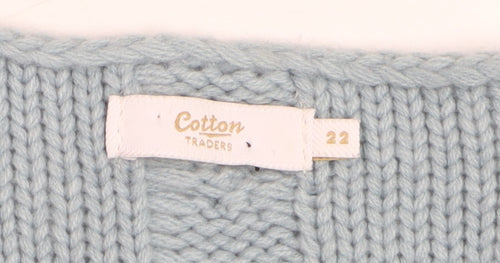 Cotton Traders Women's Blue Size 22 Chunky Knit Open Front Cardigan