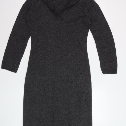 Fenn Wright & Manson Women Grey Wool Blend Hooded Jumper Dress S