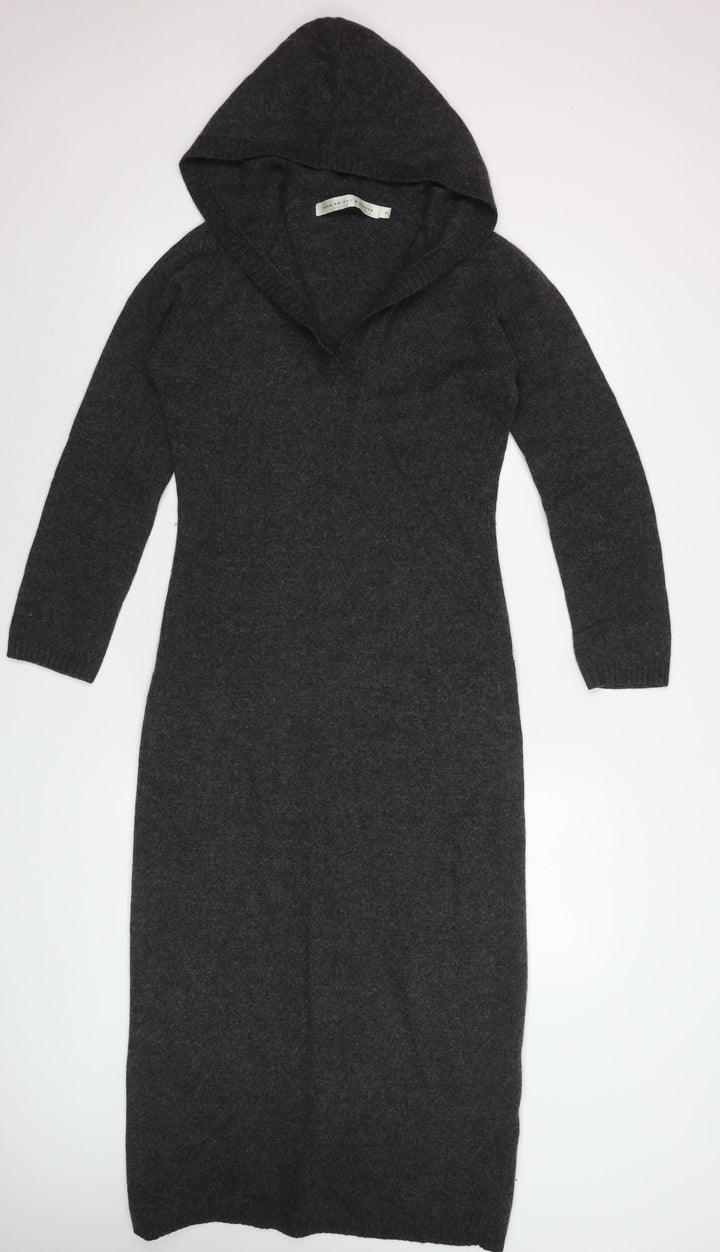 Fenn Wright & Manson Women Grey Wool Blend Hooded Jumper Dress S