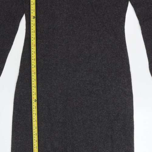 Fenn Wright & Manson Women Grey Wool Blend Hooded Jumper Dress S