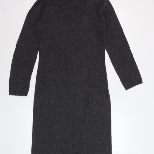 Fenn Wright & Manson Women Grey Wool Blend Hooded Jumper Dress S