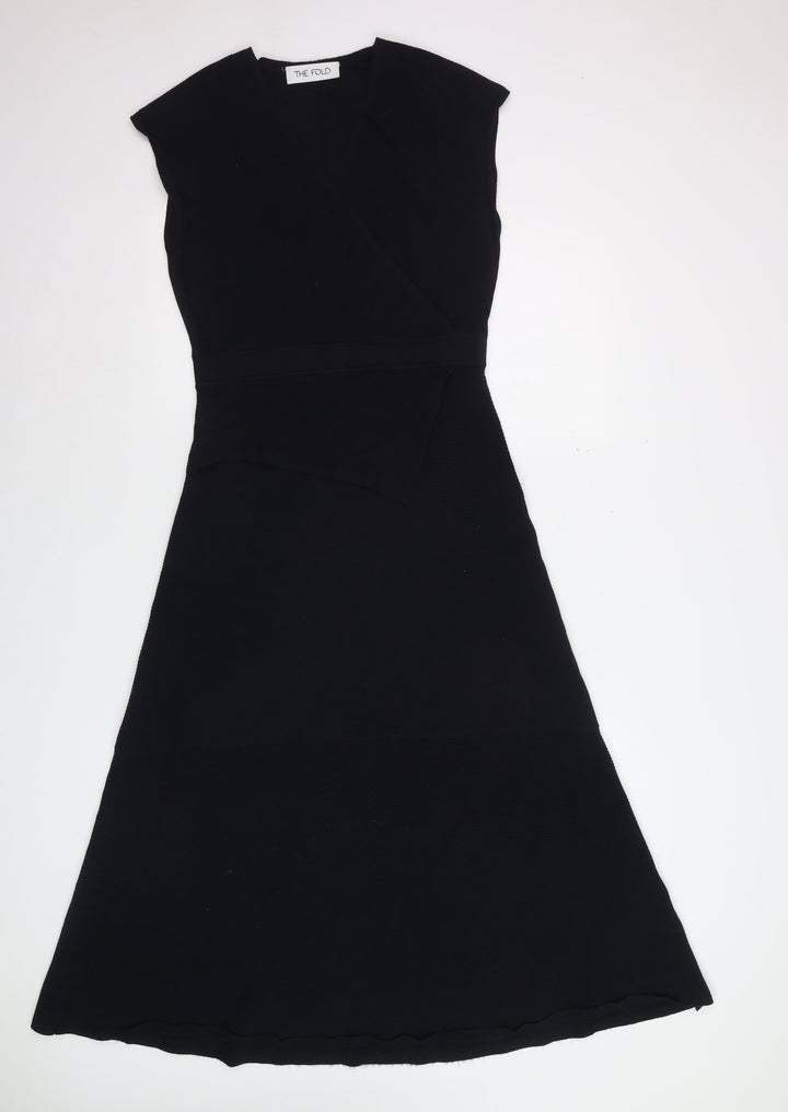 The Fold Women's Black Fit & Flare Sleeveless Knee Length Dress Size 8
