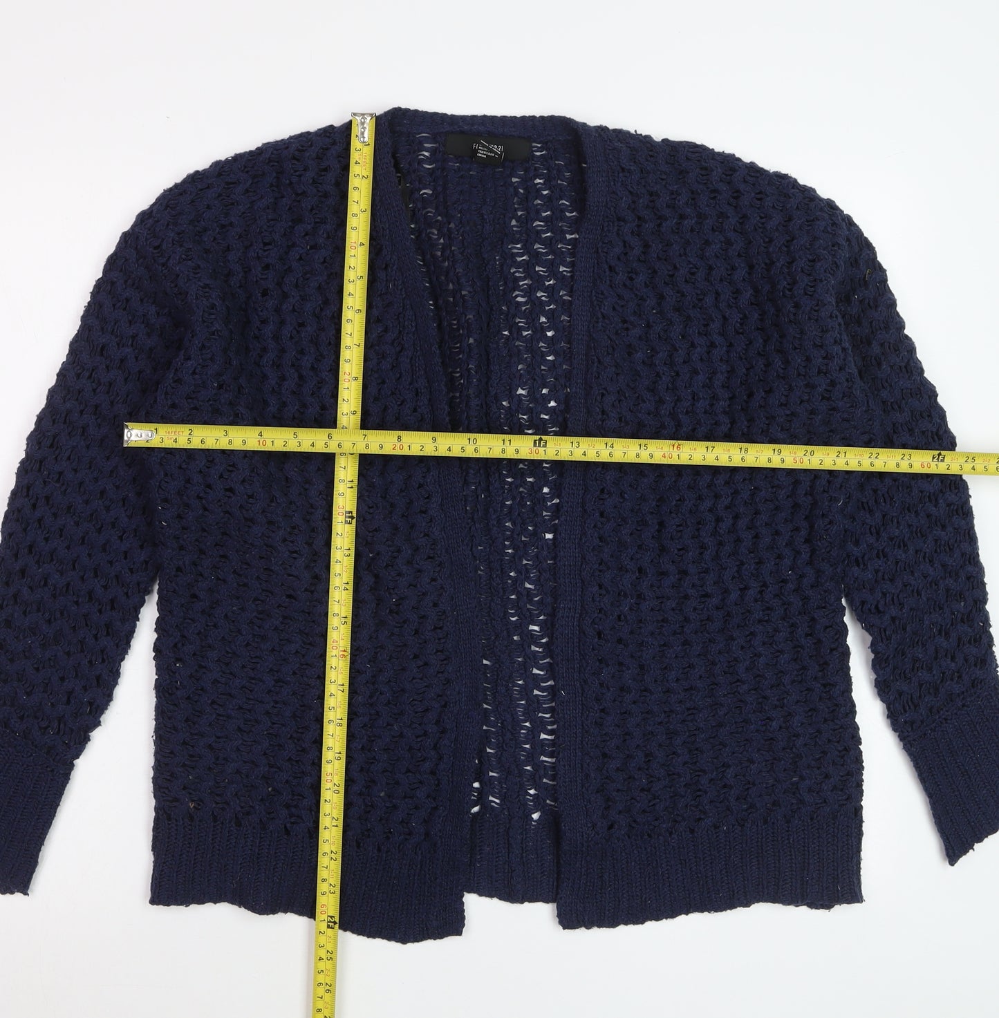Forever 21 Women’s Blue Open-Knit Long Sleeve Cardigan Size S