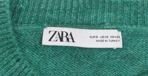 Zara Women Green Cardigan Knit Puff Sleeve Size 8