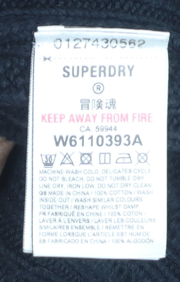 Superdry Womens Black Cable-Knit Roll Neck Jumper UK 10